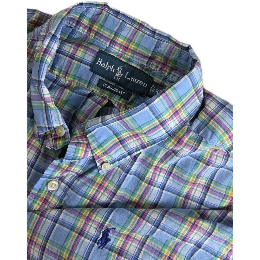 Polo Ralph Lauren Mens MULTICOLOR Plaid CLASSIC Fit Dress Shirt XL